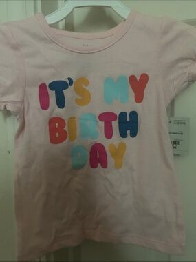 okie dokie Light Pink "It's My Birthday" Multicolor Letter Tee